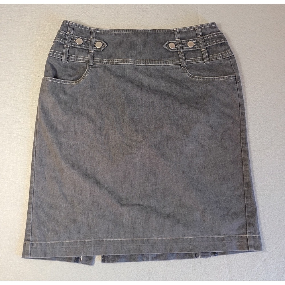 NYCC New York Clothing Co Women's Blue Cotton Blend Denim Knee Skirt Sz 10